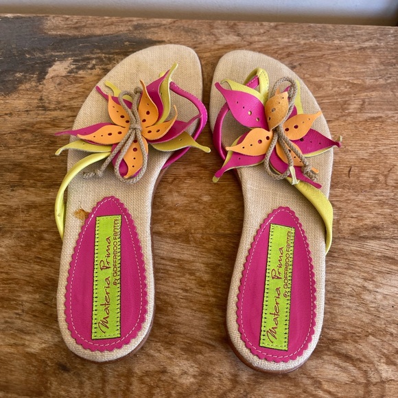 MATERIA PRIMA Goffredo Fanttini Designer Flip Flop Sandals Leather 38.5 Italy!! - Picture 2 of 12